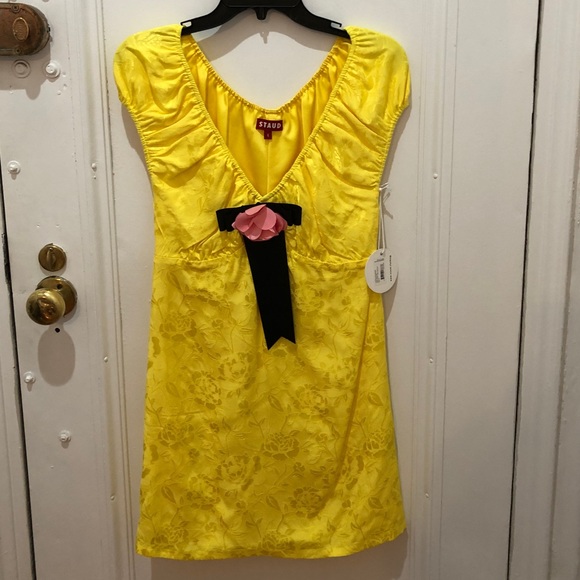 Brand NWT Staud Hibiscus Dress in Buttercup - Picture 2 of 5
